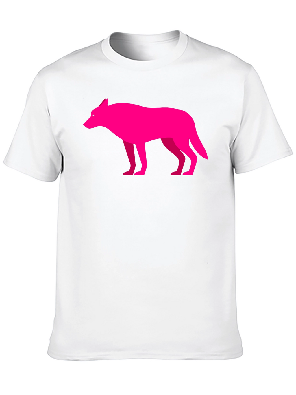 Modern Graphic Pink Wolf on Black T-Shirt