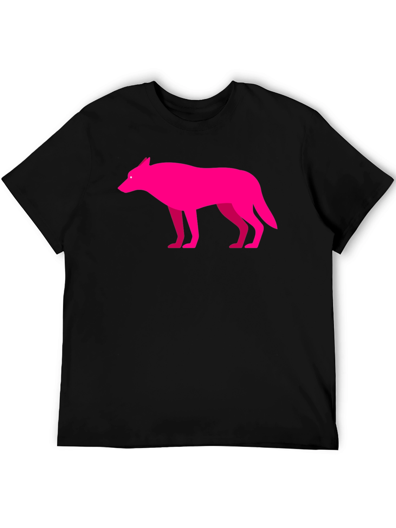 Modern Graphic Pink Wolf on Black T-Shirt
