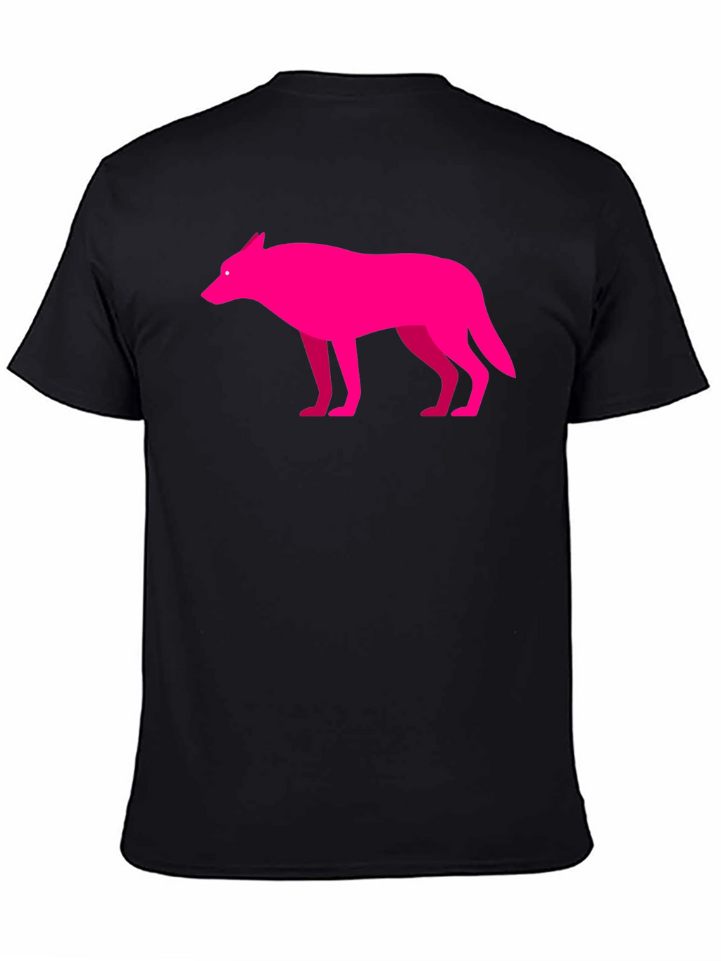 Modern Graphic Pink Wolf on Black T-Shirt