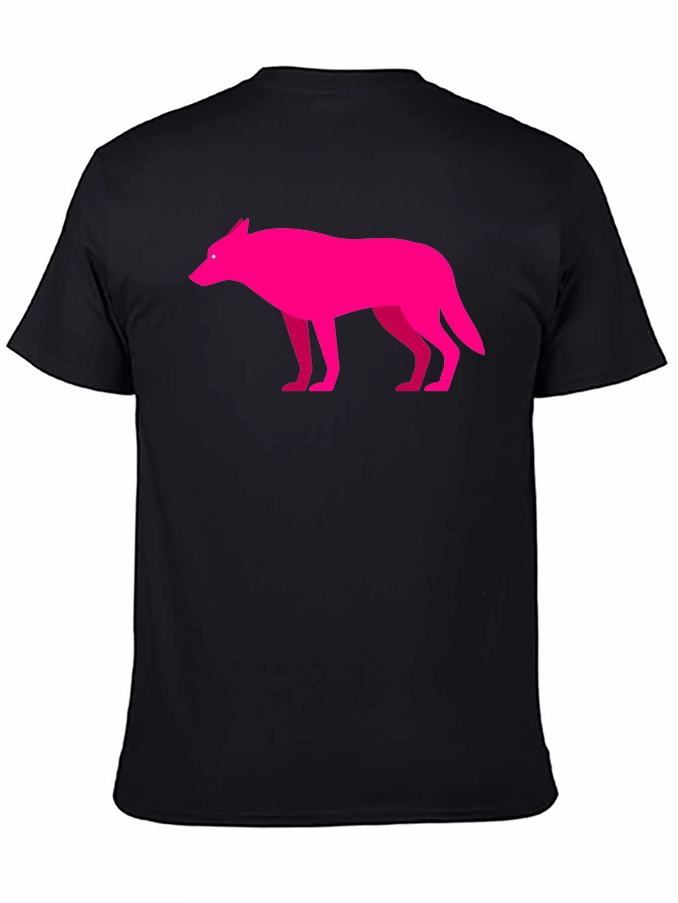 Modern Graphic Pink Wolf on Black T-Shirt
