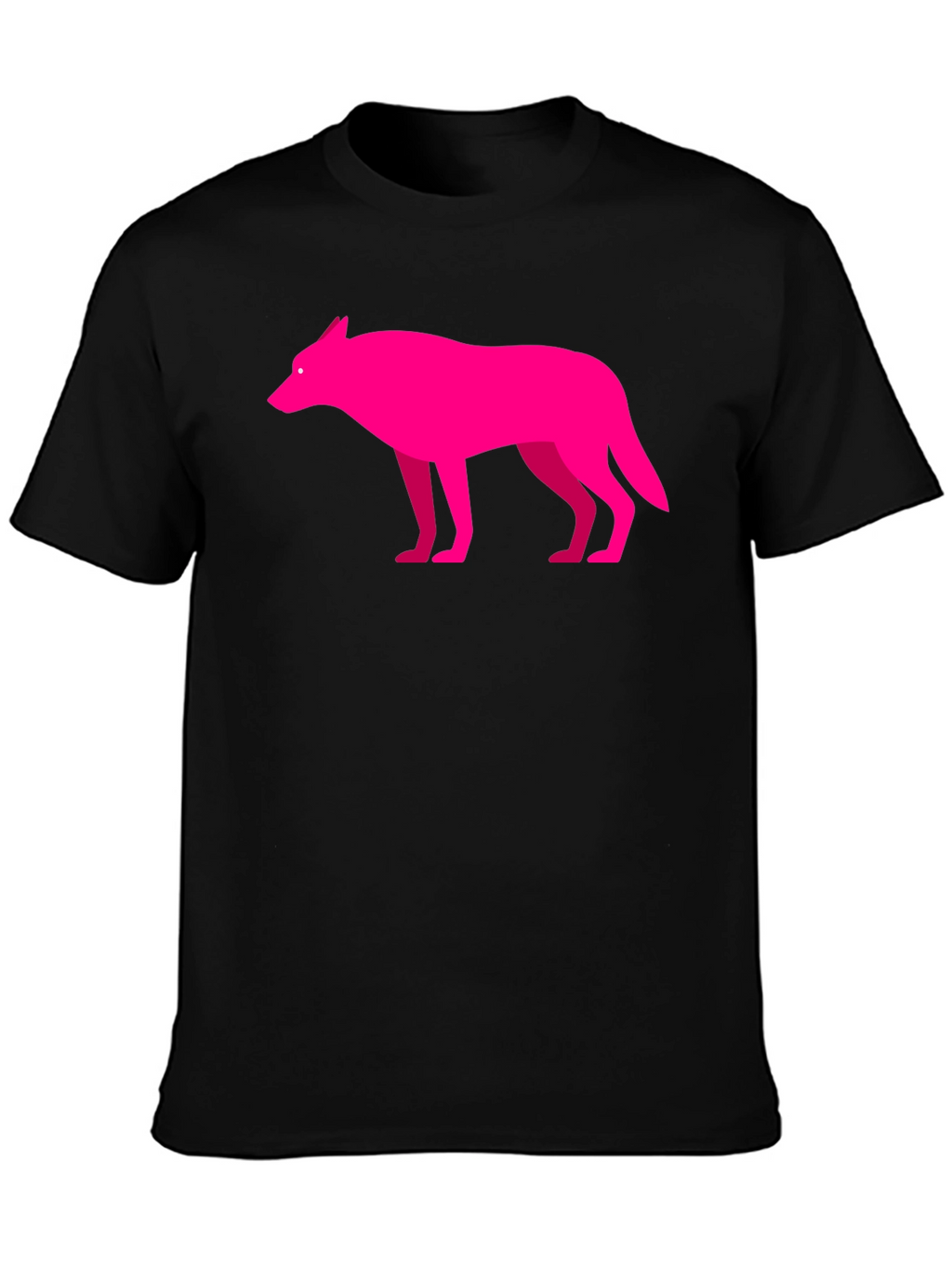 Modern Graphic Pink Wolf on Black T-Shirt