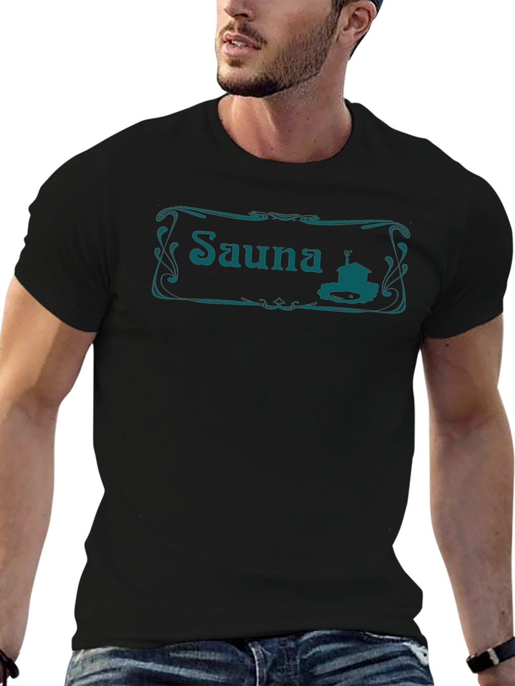 Sauna T-Shirt - Black Crew Neck Tee