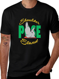 Yoga Elephant Shoulder Pose Stand Black T-Shirt