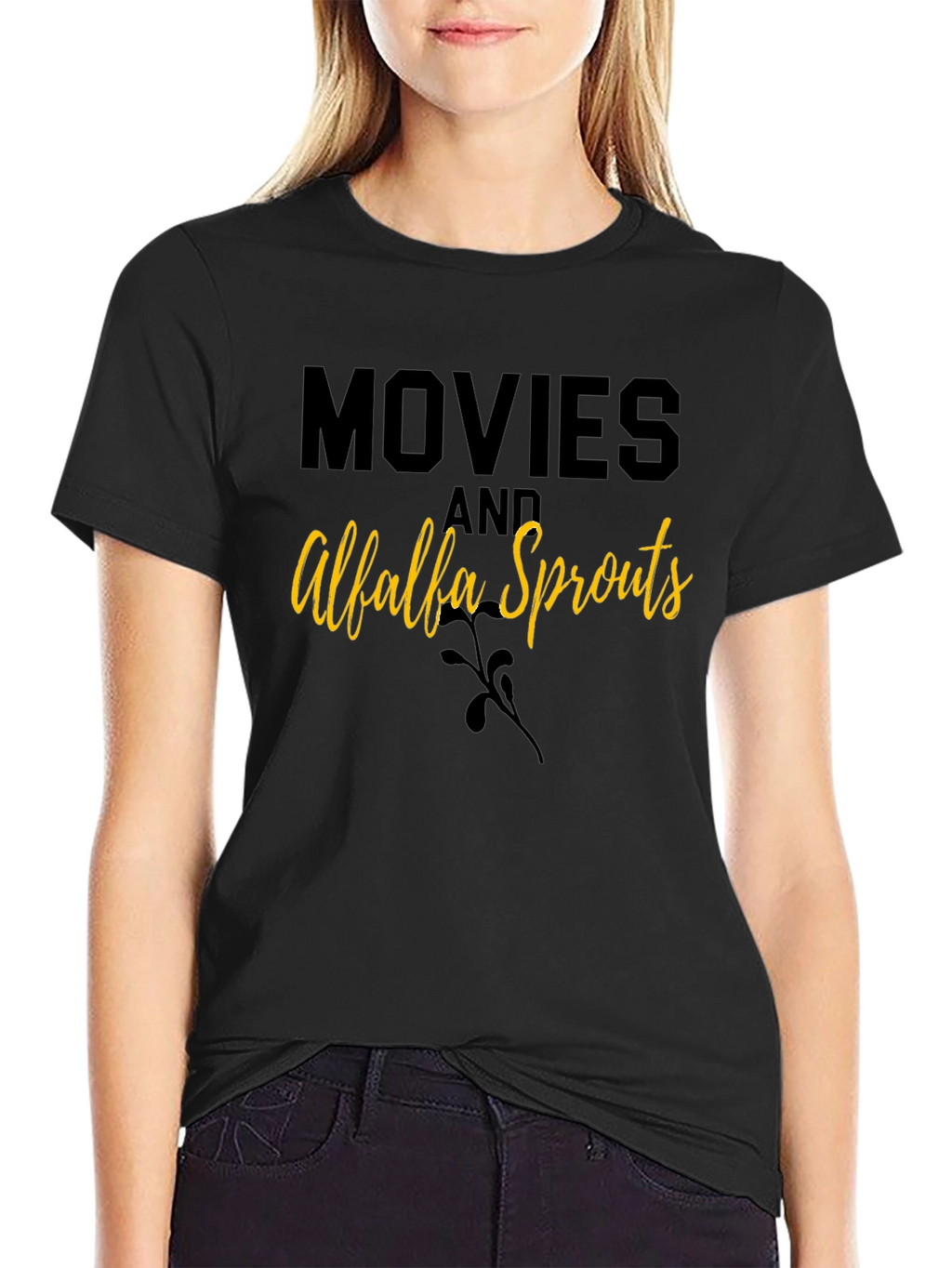Movies and Alfalfa Sprouts Black T-Shirt