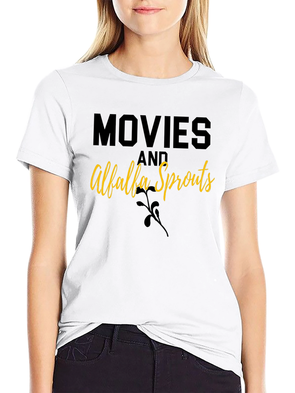 Movies and Alfalfa Sprouts Black T-Shirt
