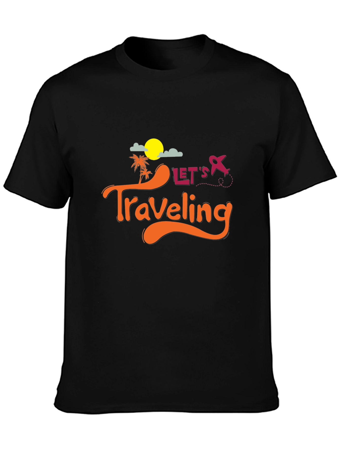 Lets Traveling Black T-Shirt