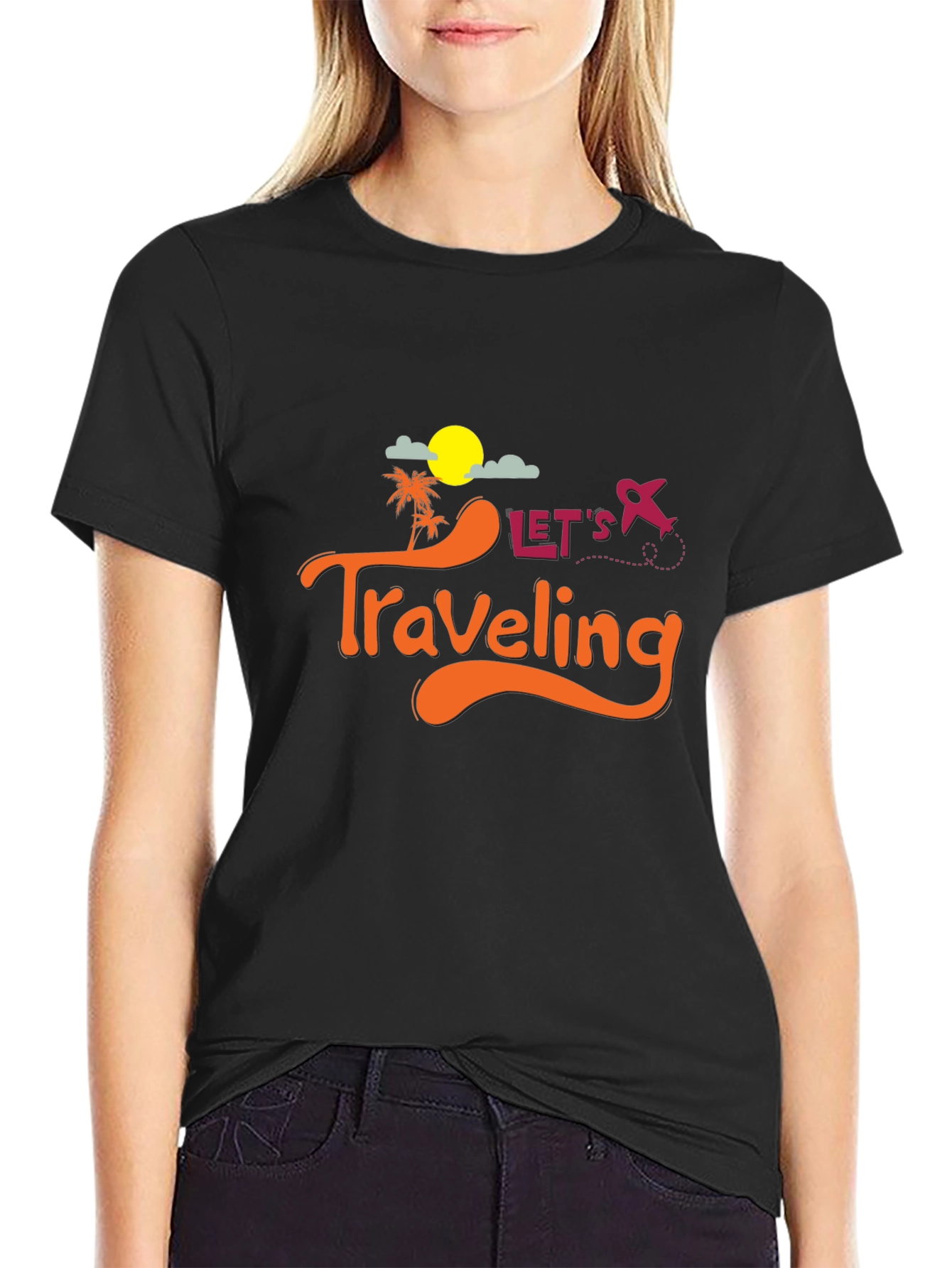 Lets Traveling Black T-Shirt