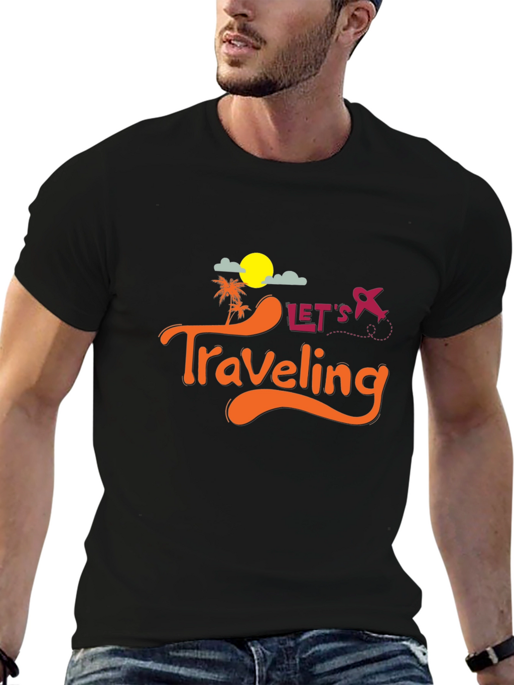 Lets Traveling Black T-Shirt