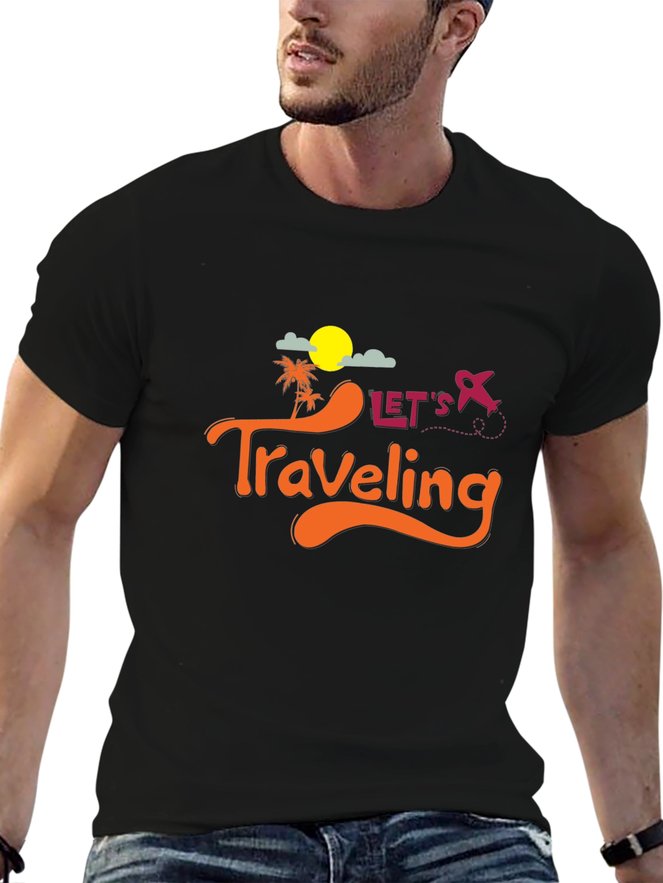 Lets Traveling Black T-Shirt