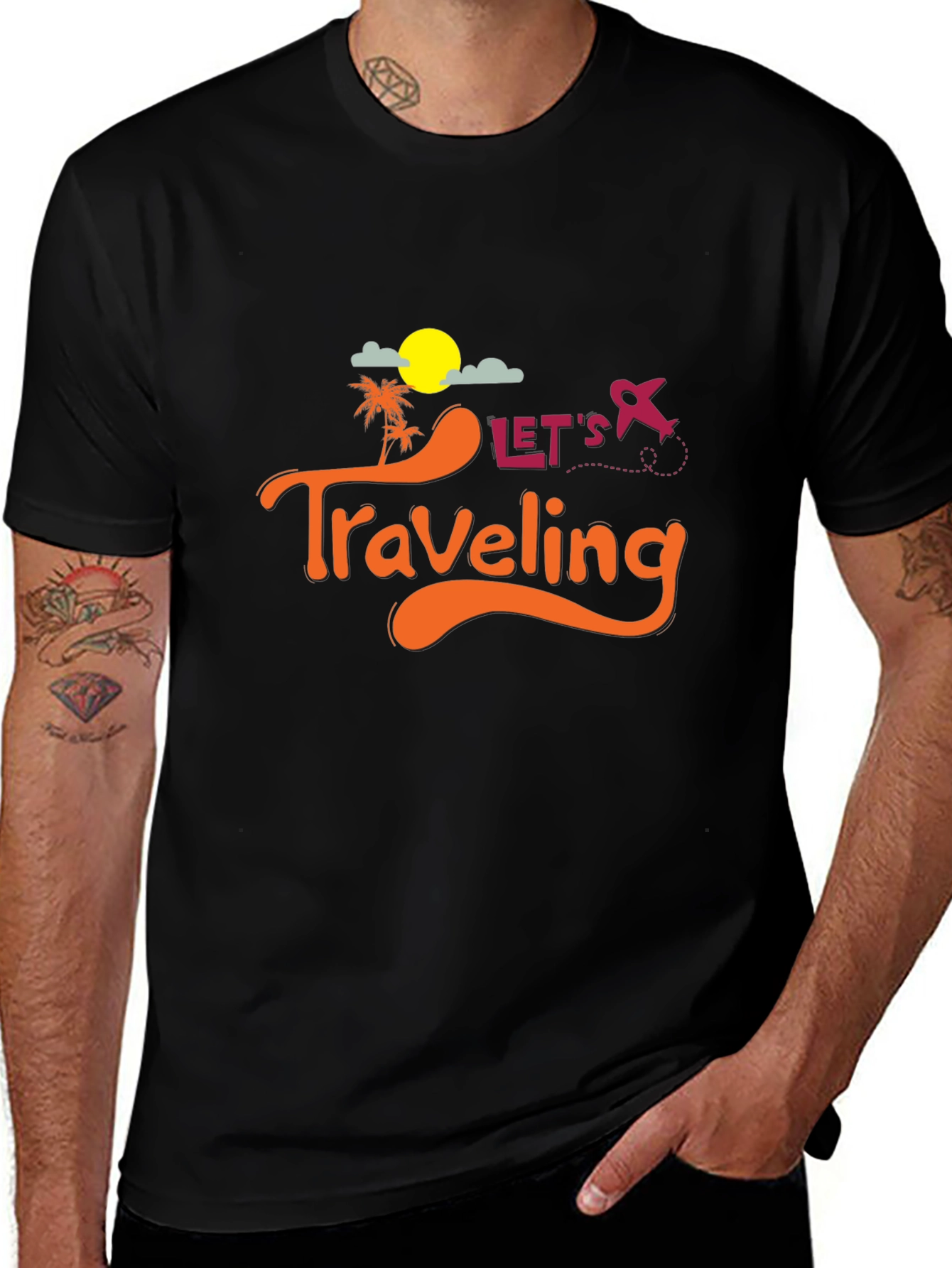 Lets Traveling Black T-Shirt