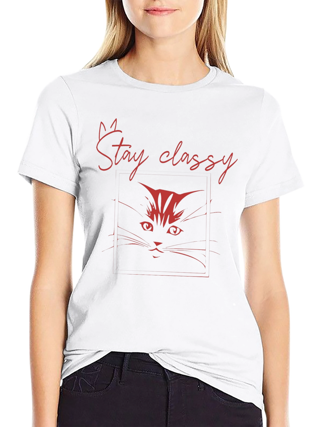 Stay Classy Cat Black T-Shirt