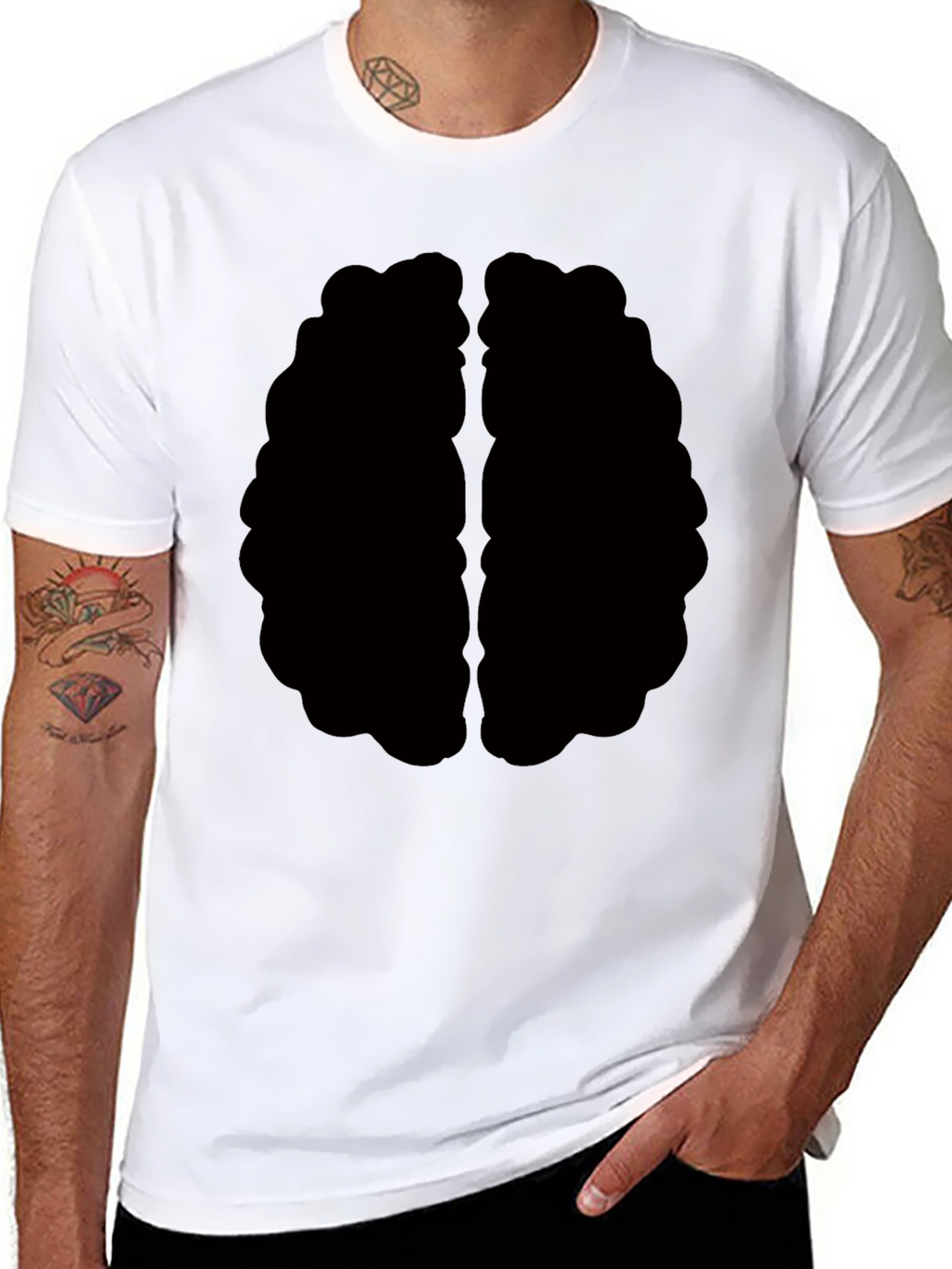 Brain Graphic Tee - Black Cotton T-Shirt