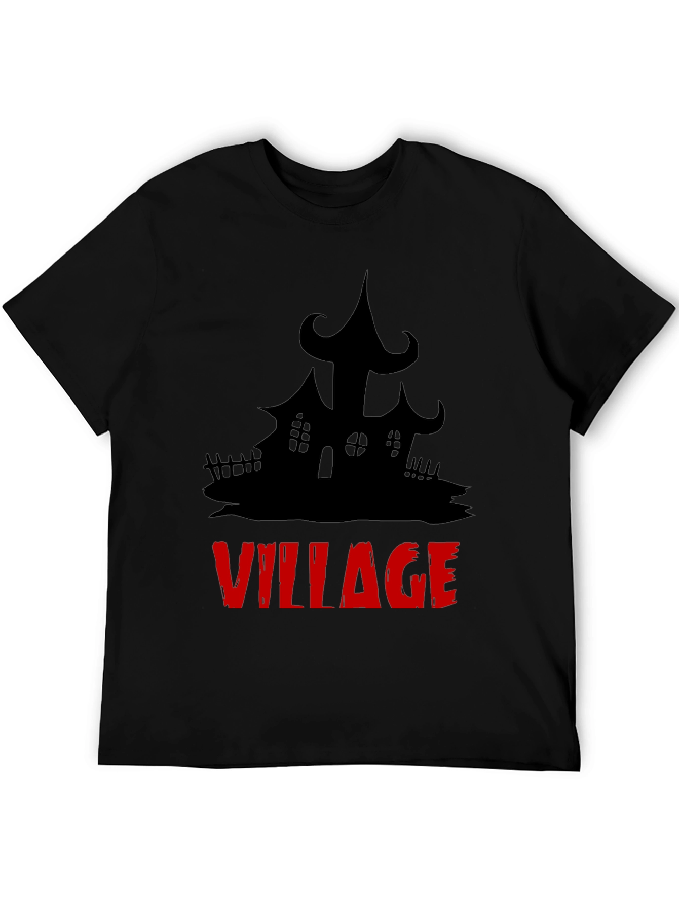 Spooky Village Graphic Tee - Halloween Black T-Shirt