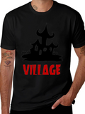 Spooky Village Graphic Tee - Halloween Black T-Shirt