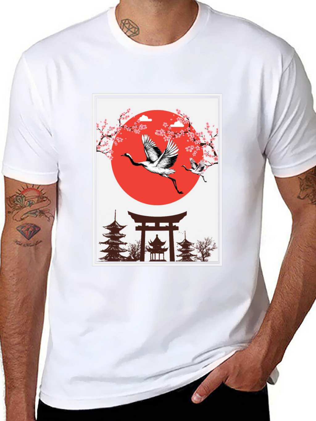 Japanese Crane T-Shirt - Black