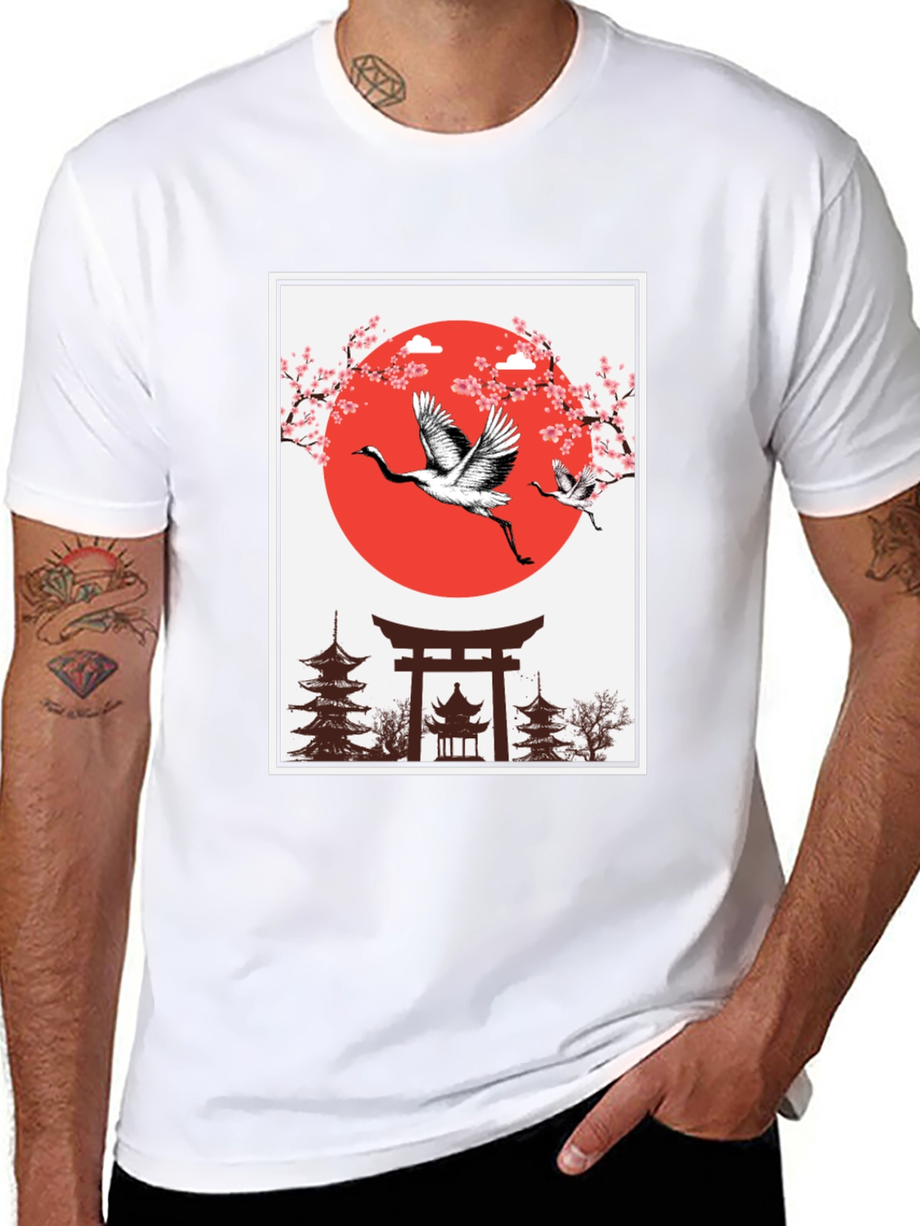 Japanese Crane T-Shirt - Black