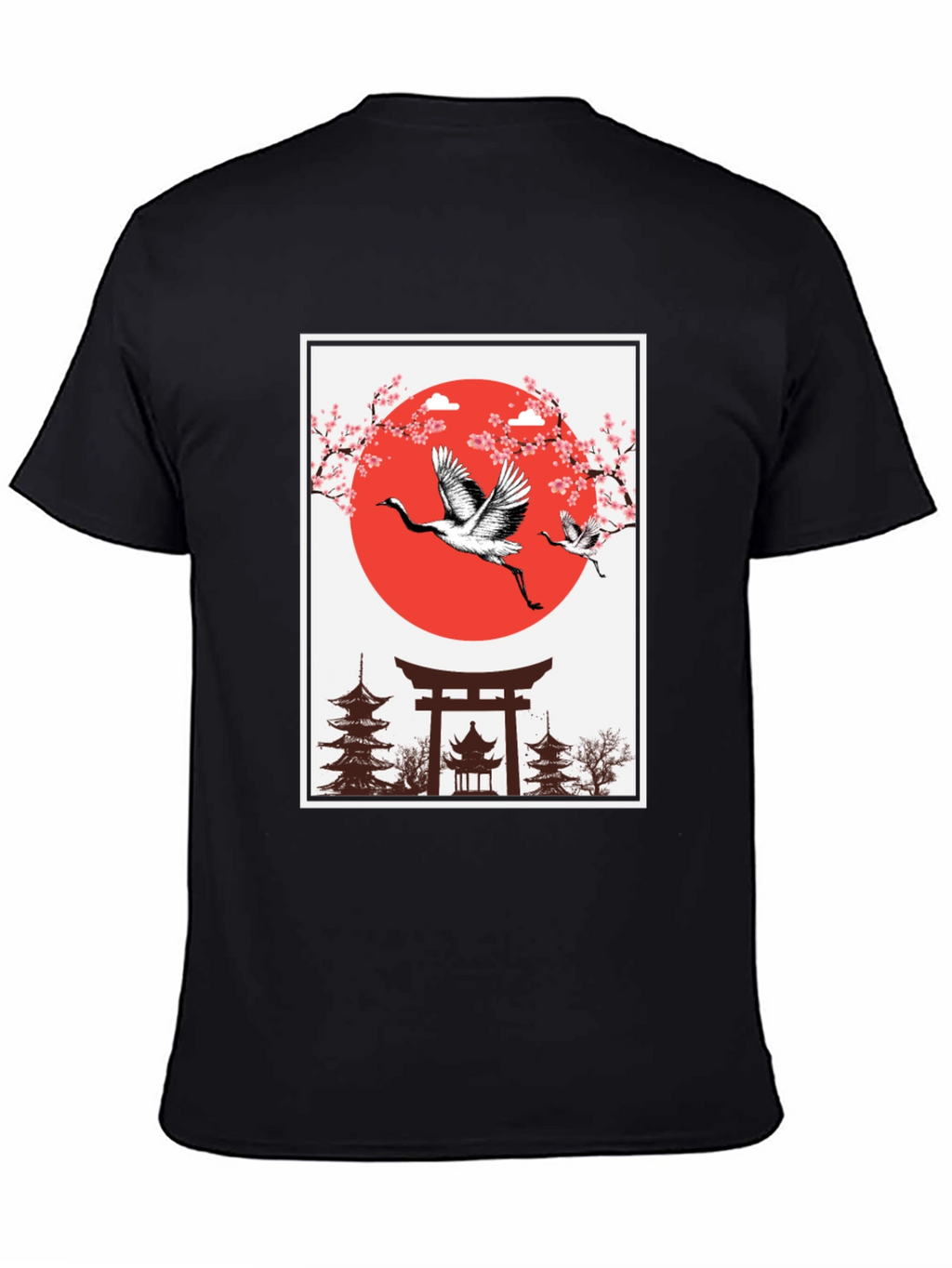 Japanese Crane T-Shirt - Black