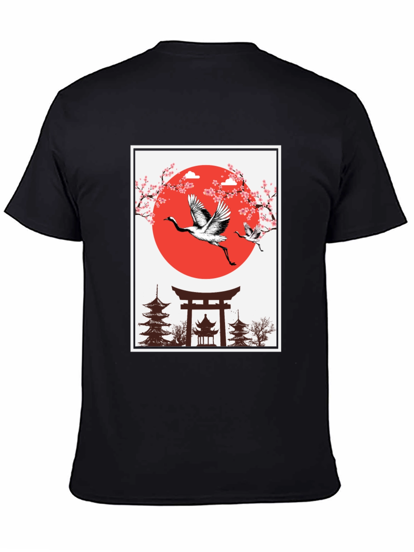 Japanese Crane T-Shirt - Black