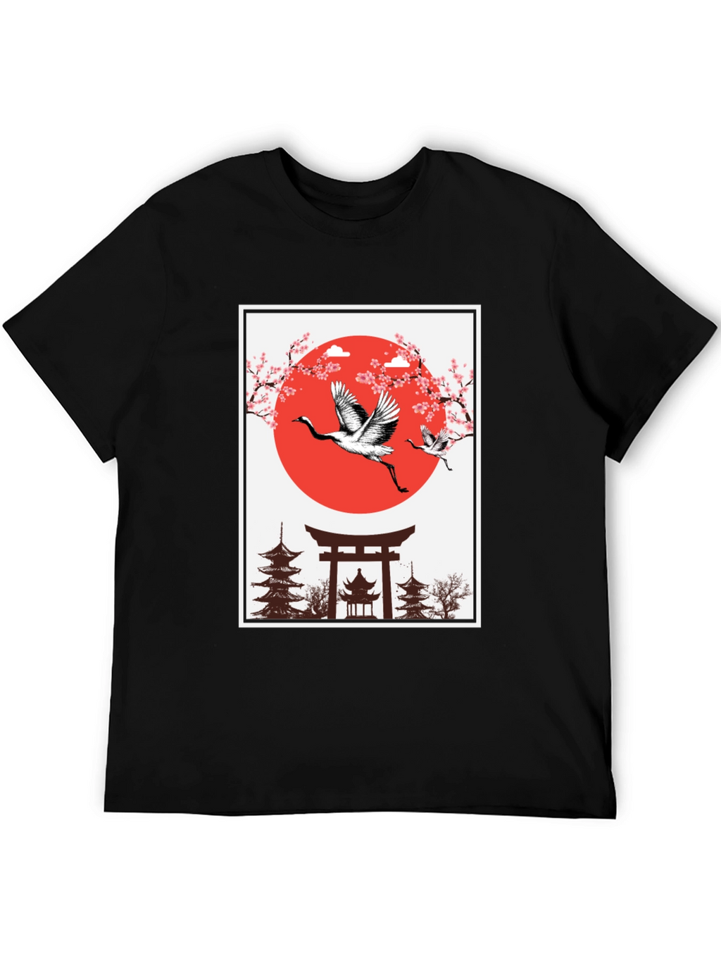 Japanese Crane T-Shirt - Black