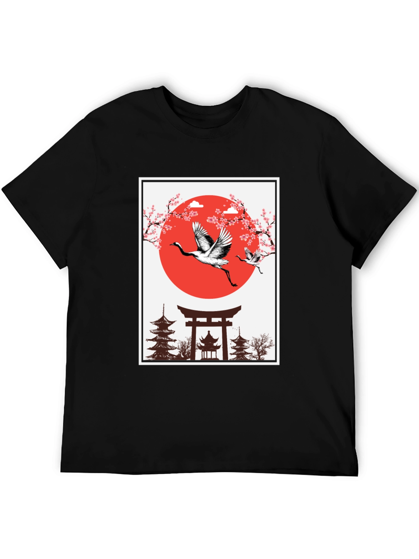 Japanese Crane T-Shirt - Black