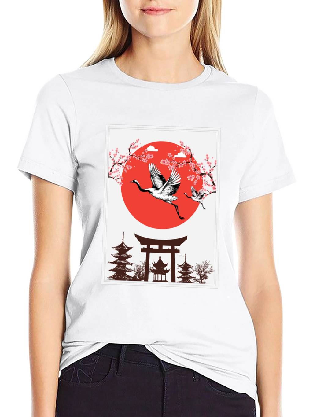 Japanese Crane T-Shirt - Black