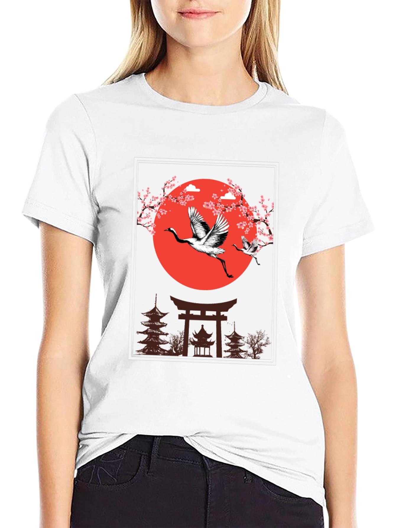 Japanese Crane T-Shirt - Black