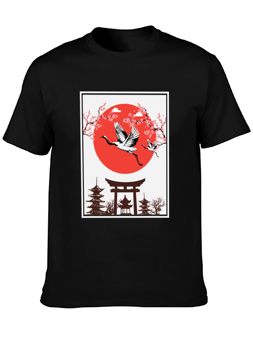 Japanese Crane T-Shirt - Black