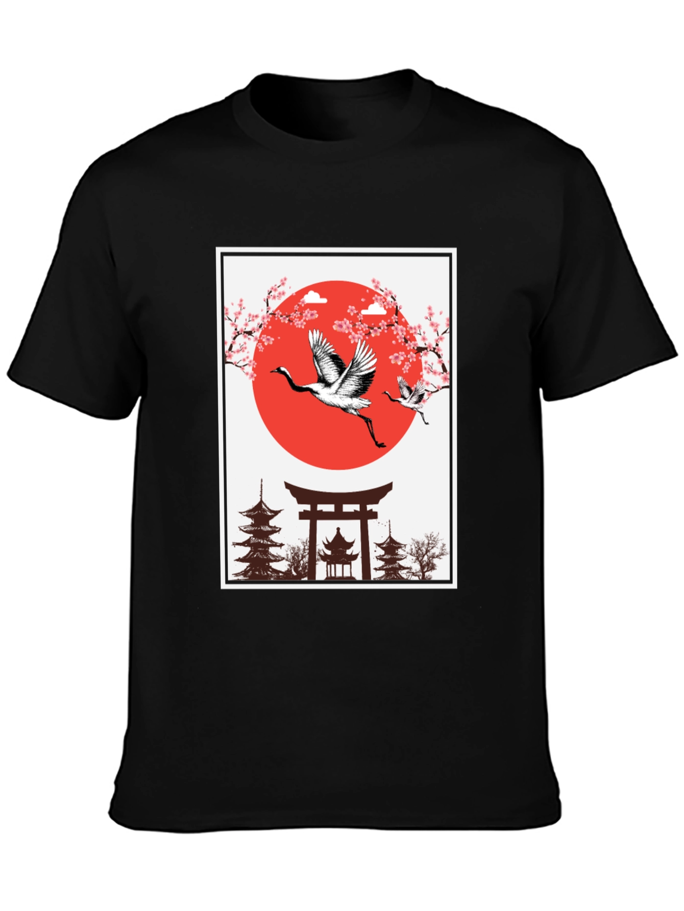 Japanese Crane T-Shirt - Black