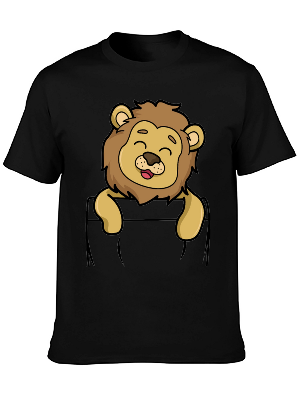 Cute Lion Pocket T-Shirt - Cartoon Style