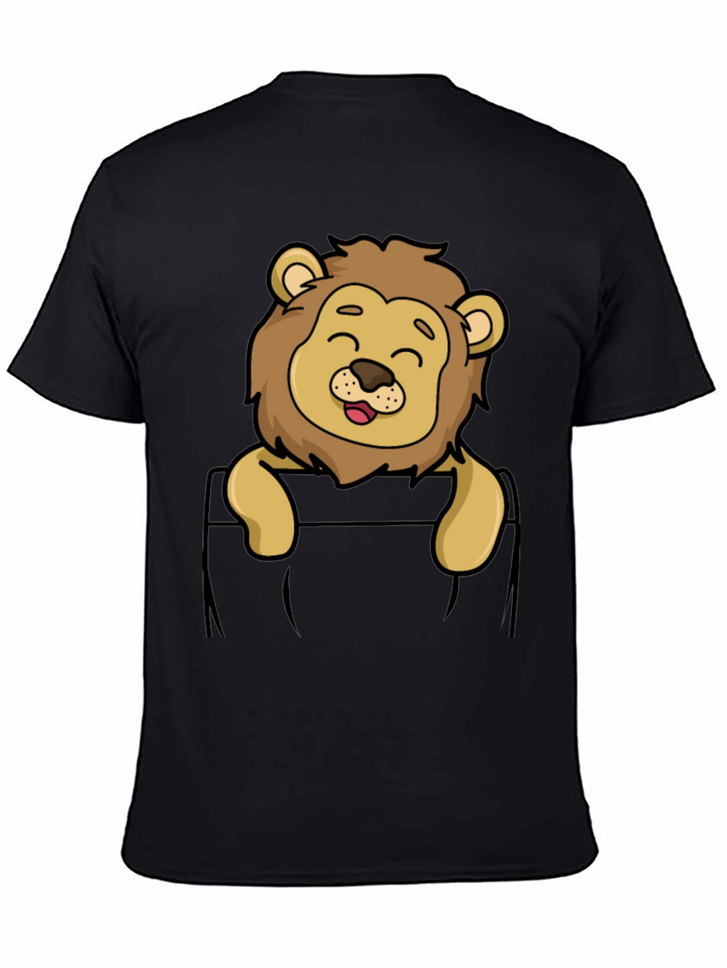 Cute Lion Pocket T-Shirt - Cartoon Style