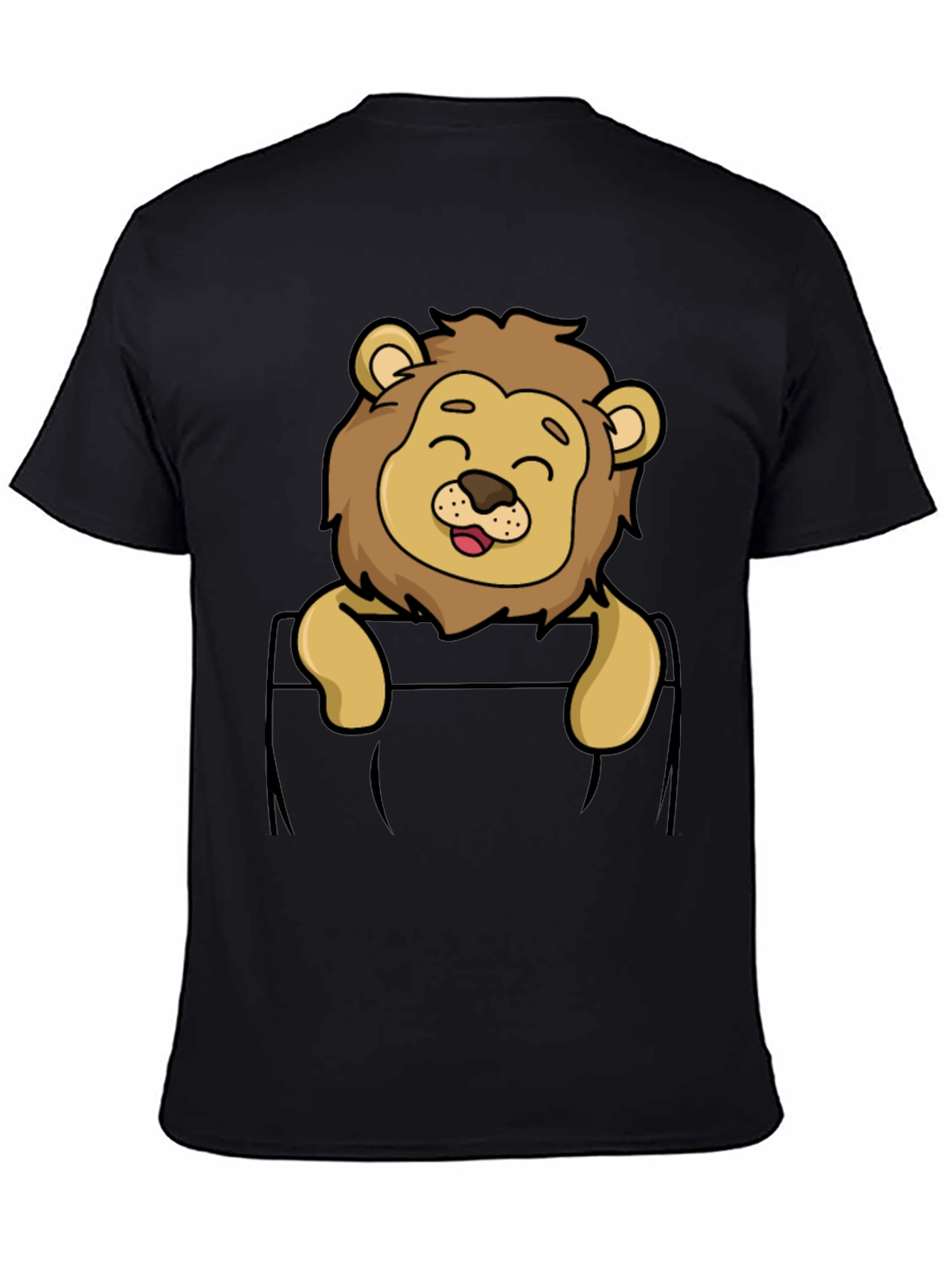 Cute Lion Pocket T-Shirt - Cartoon Style