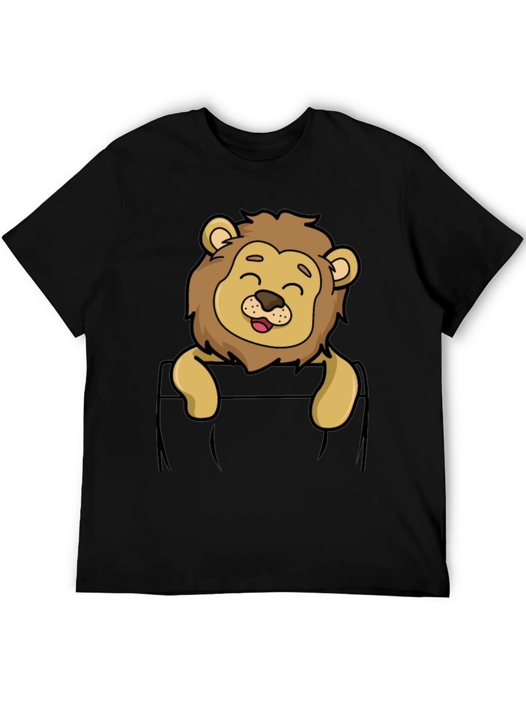Cute Lion Pocket T-Shirt - Cartoon Style