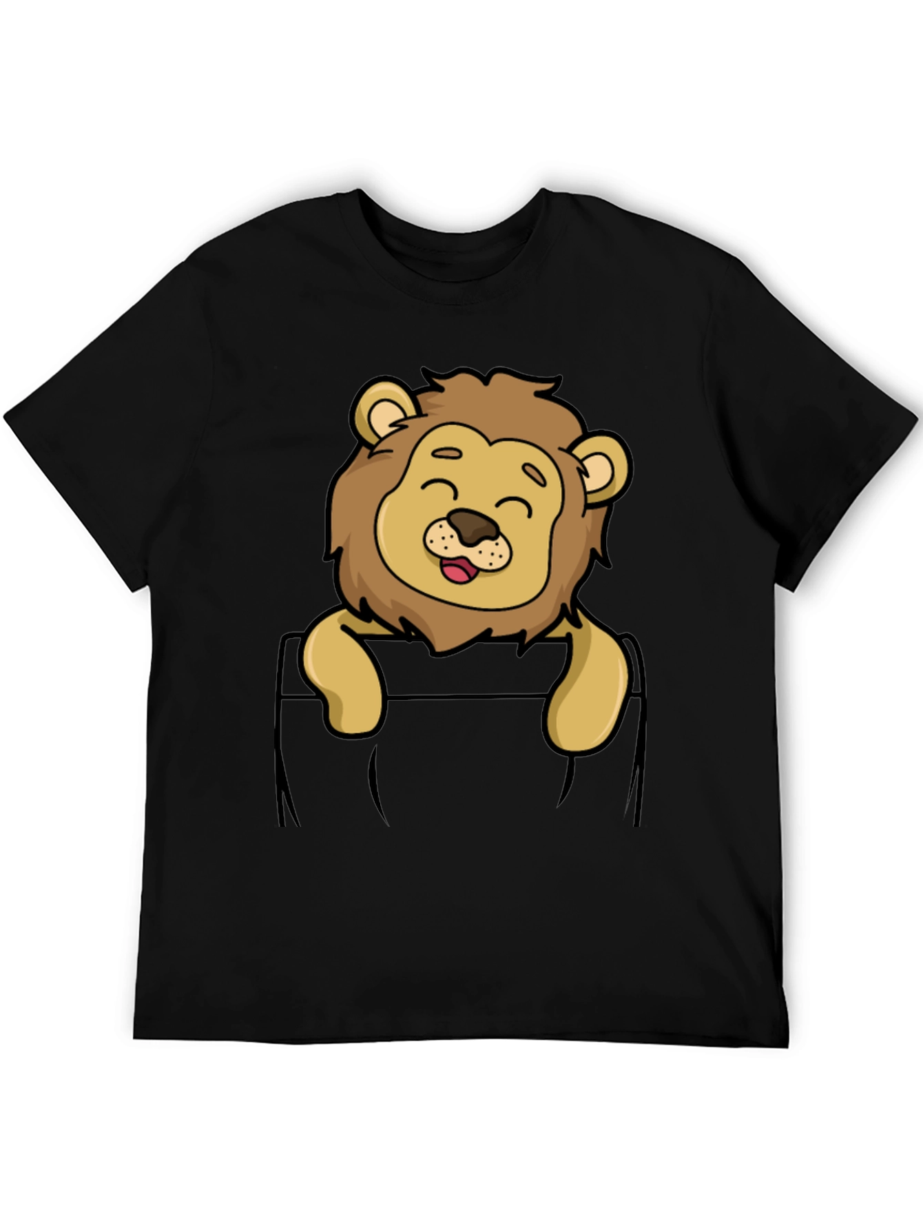 Cute Lion Pocket T-Shirt - Cartoon Style