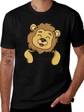 Cute Lion Pocket T-Shirt - Cartoon Style