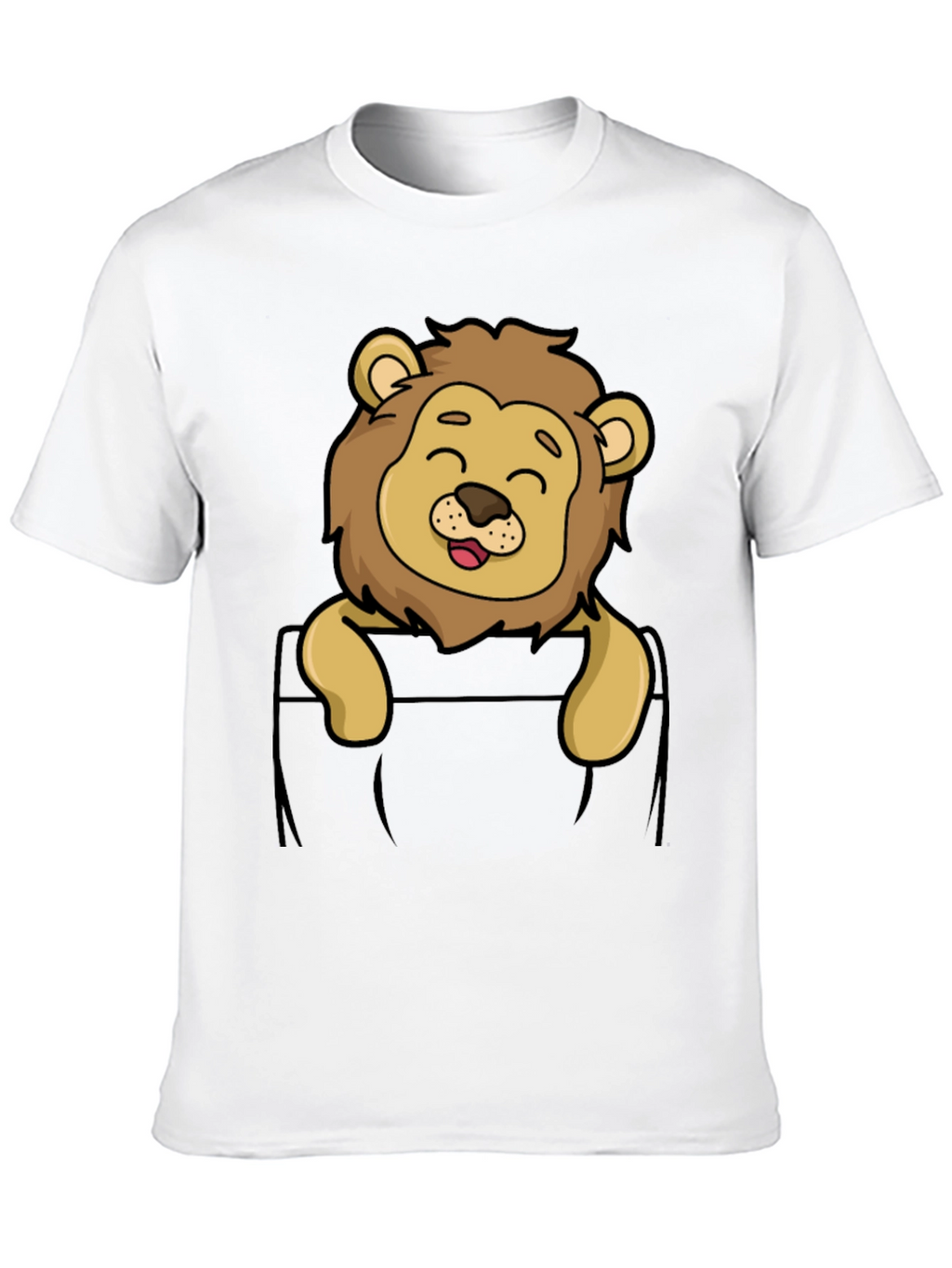 Cute Lion Pocket T-Shirt - Cartoon Style