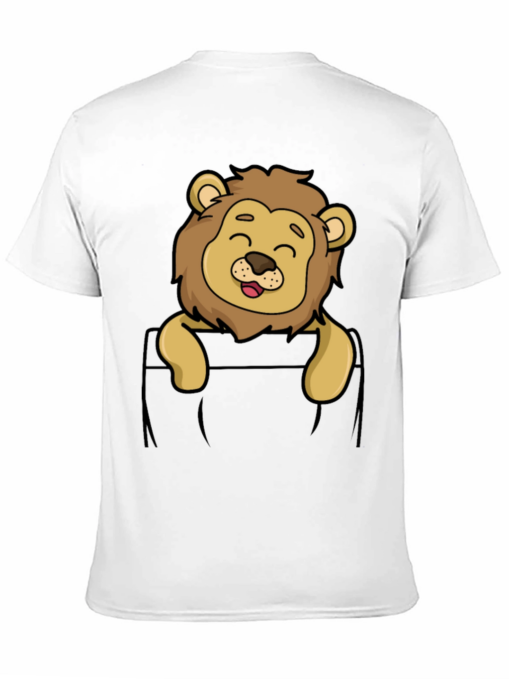 Cute Lion Pocket T-Shirt - Cartoon Style