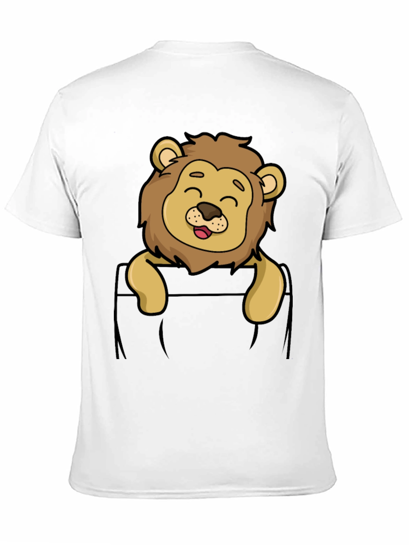 Cute Lion Pocket T-Shirt - Cartoon Style