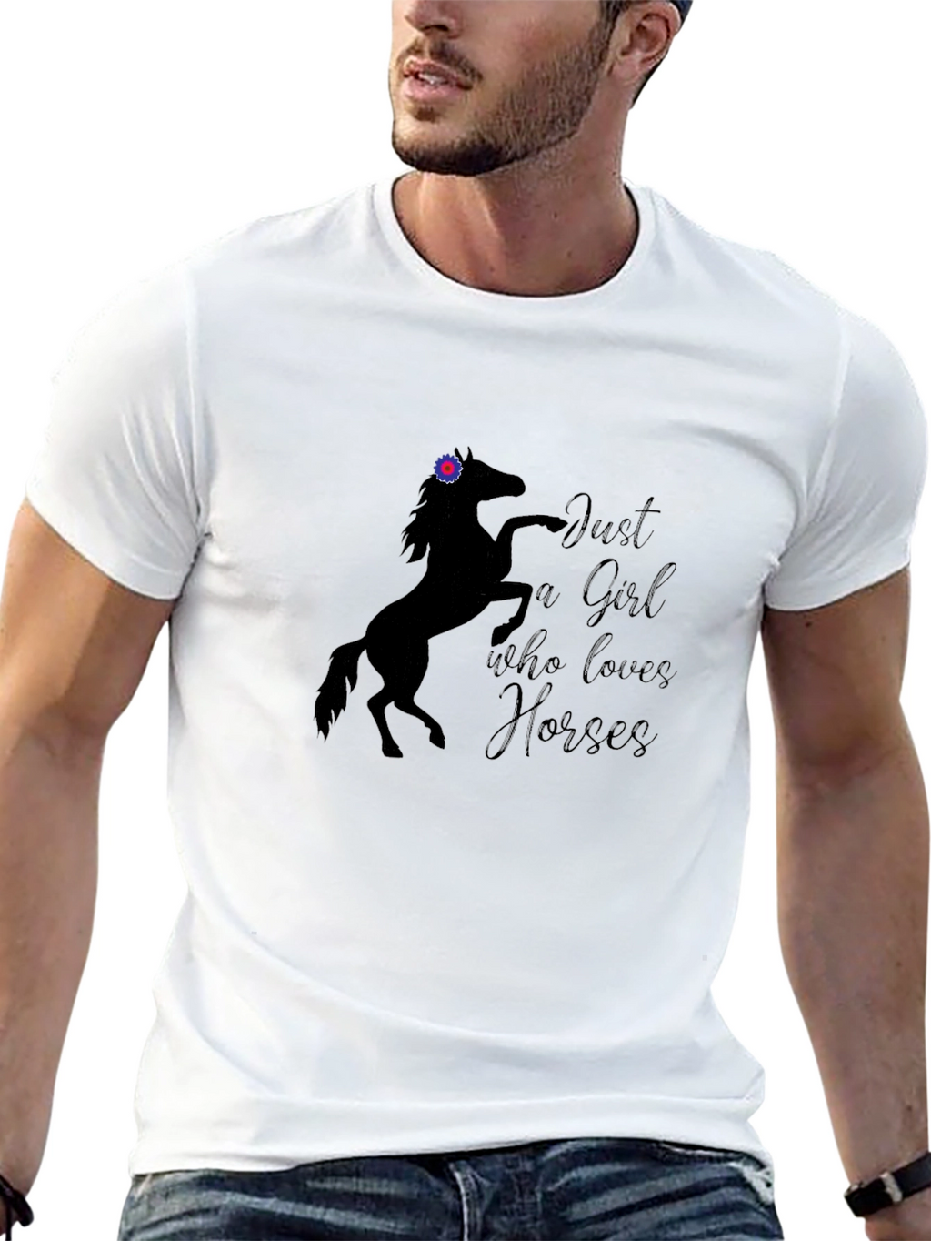Just a Girl Who Loves Horses Black T-Shirt