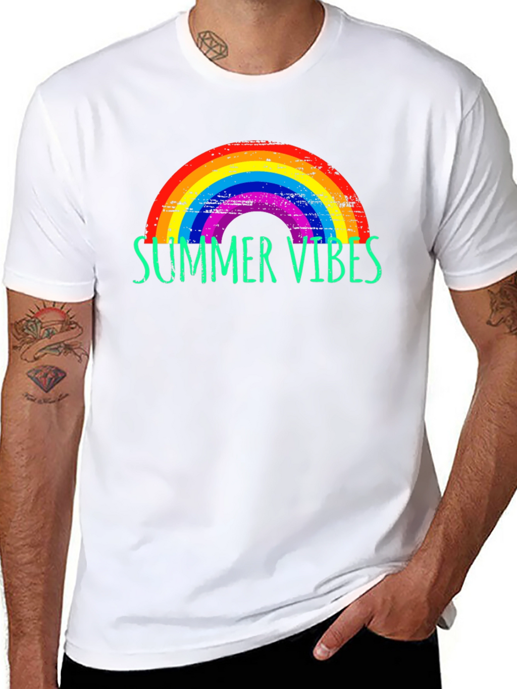 Summer Vibes Rainbow Graphic Tee
