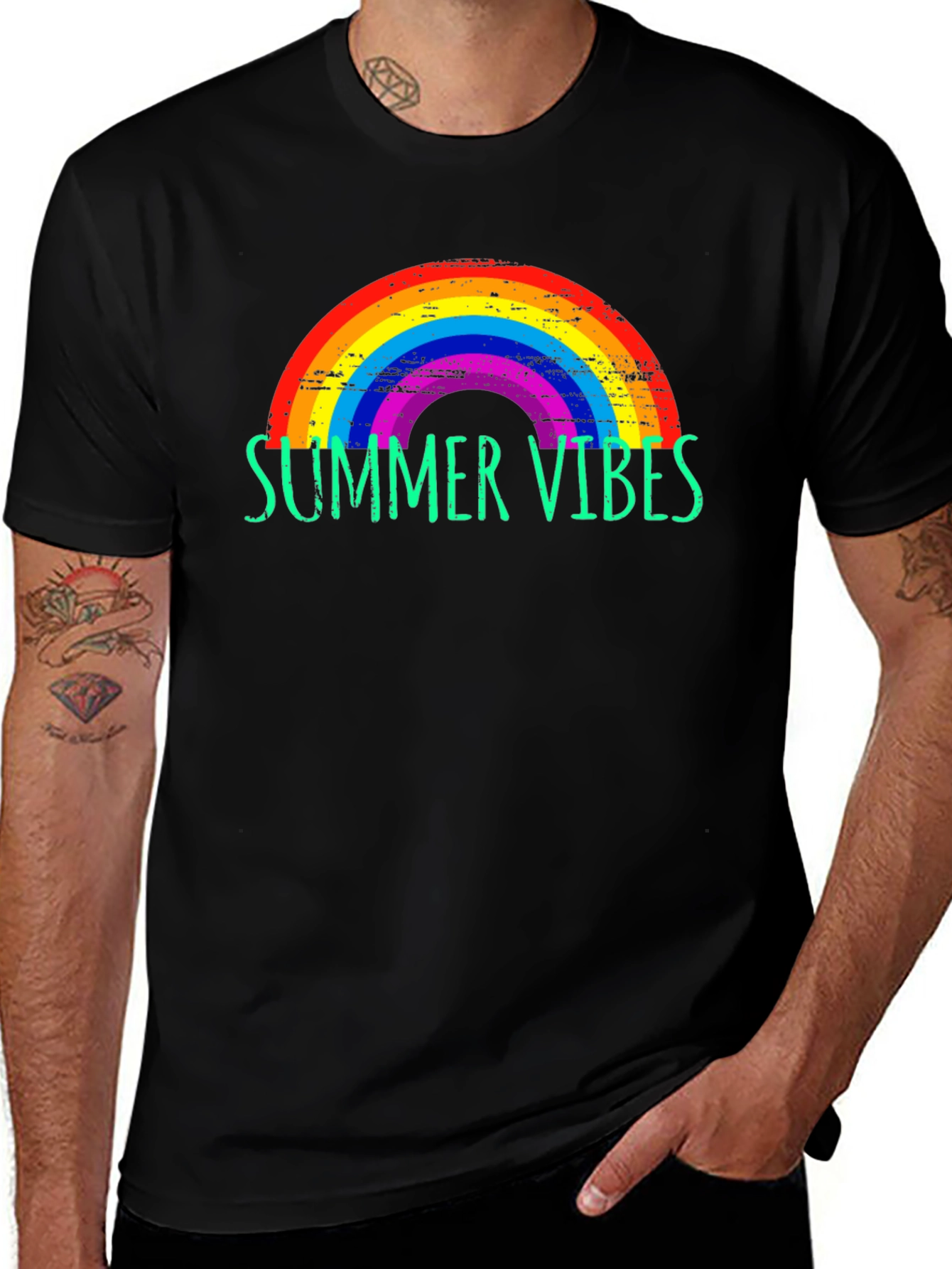 Summer Vibes Rainbow Graphic Tee