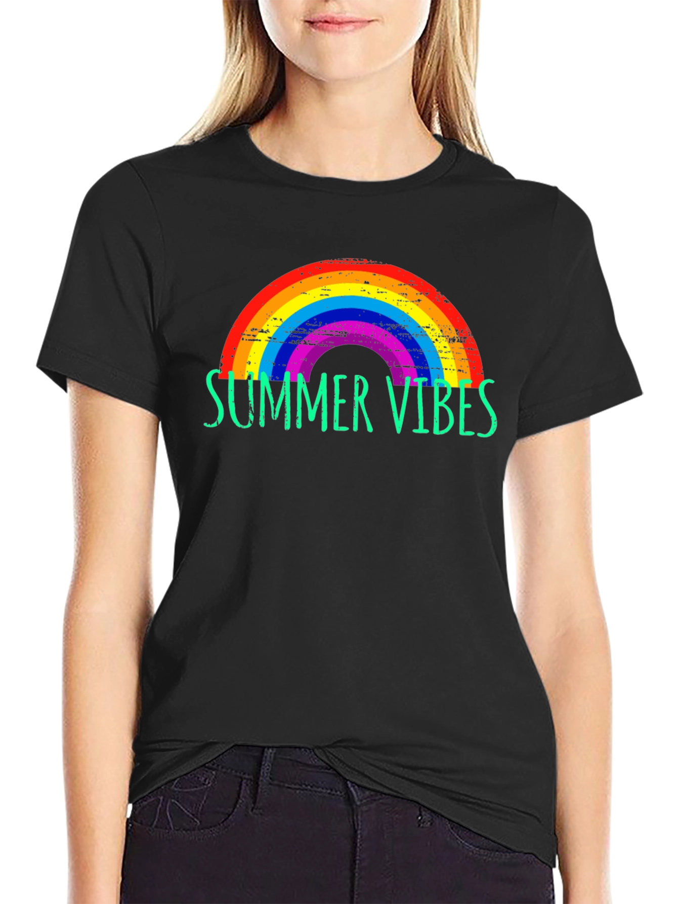 Summer Vibes Rainbow Graphic Tee