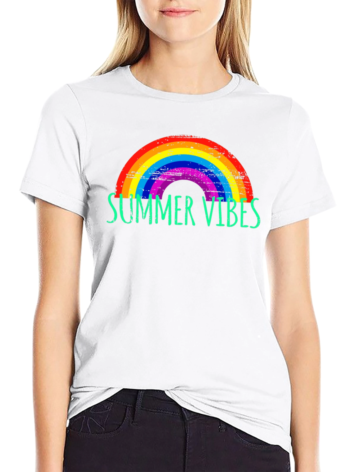 Summer Vibes Rainbow Graphic Tee