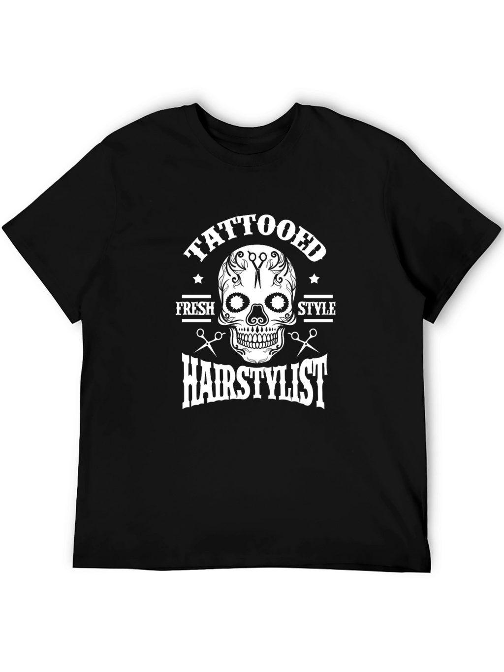Tattooed Hairstylist Skull Graphic T-Shirt