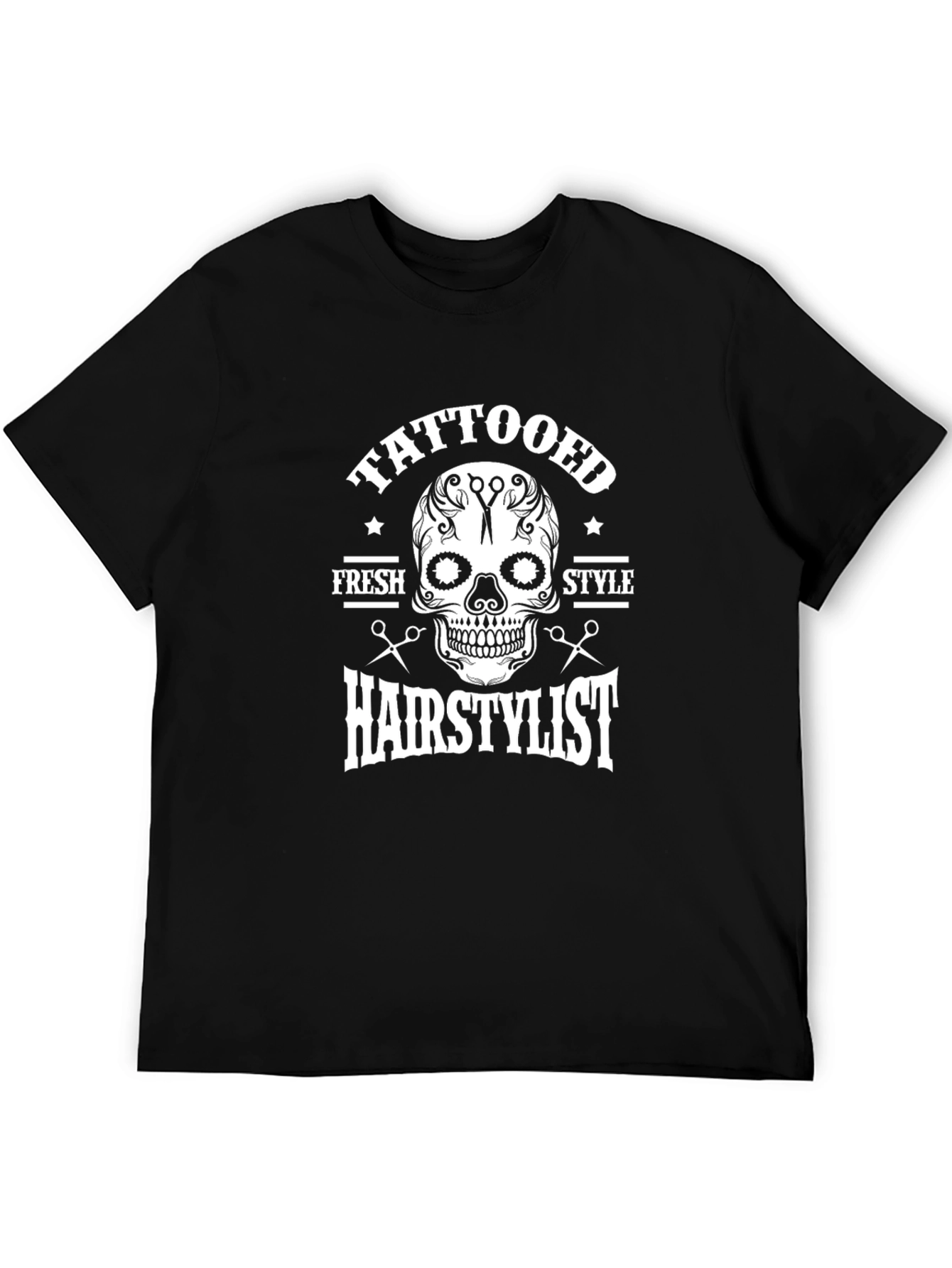 Tattooed Hairstylist Skull Graphic T-Shirt