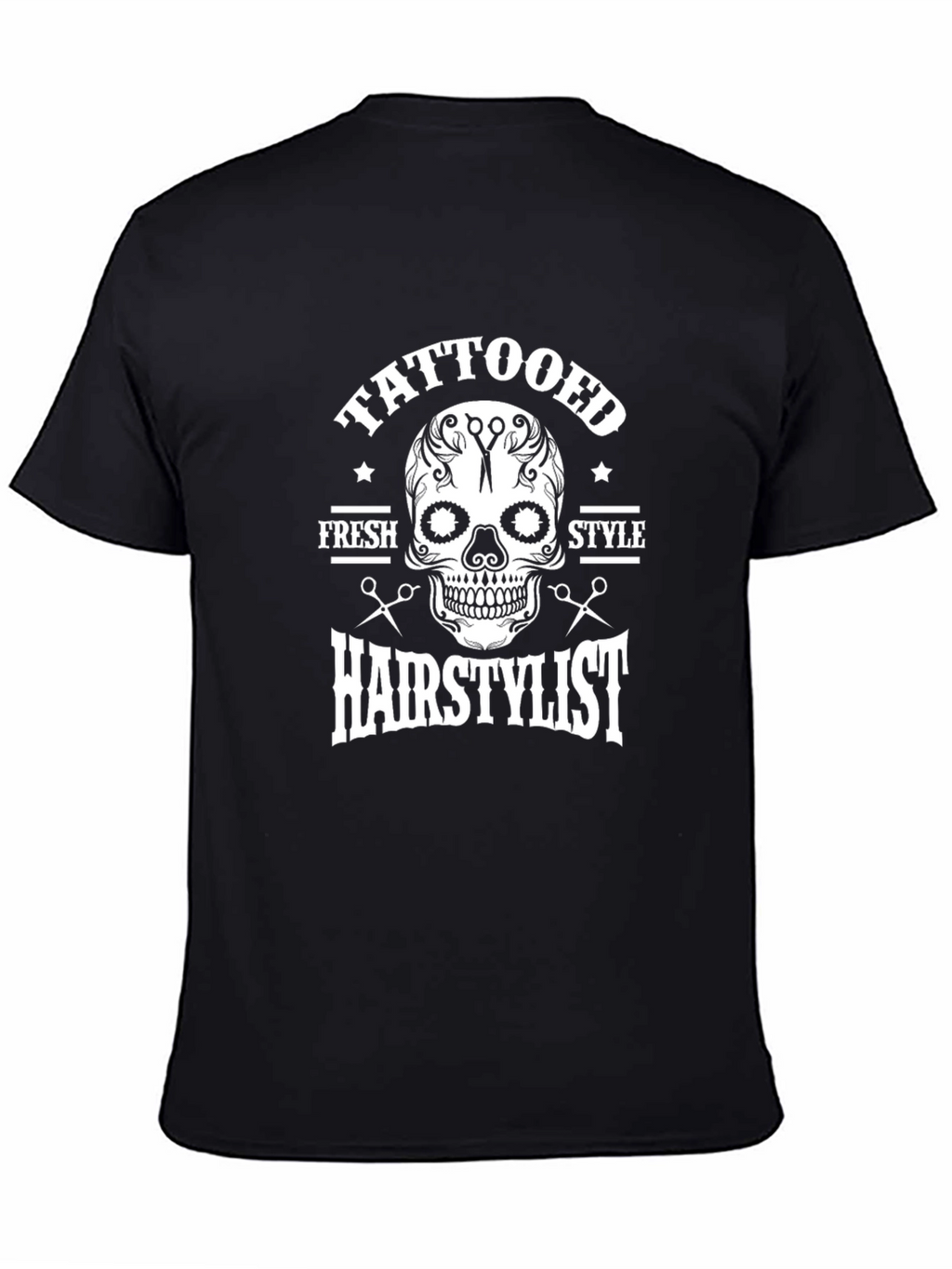 Tattooed Hairstylist Skull Graphic T-Shirt