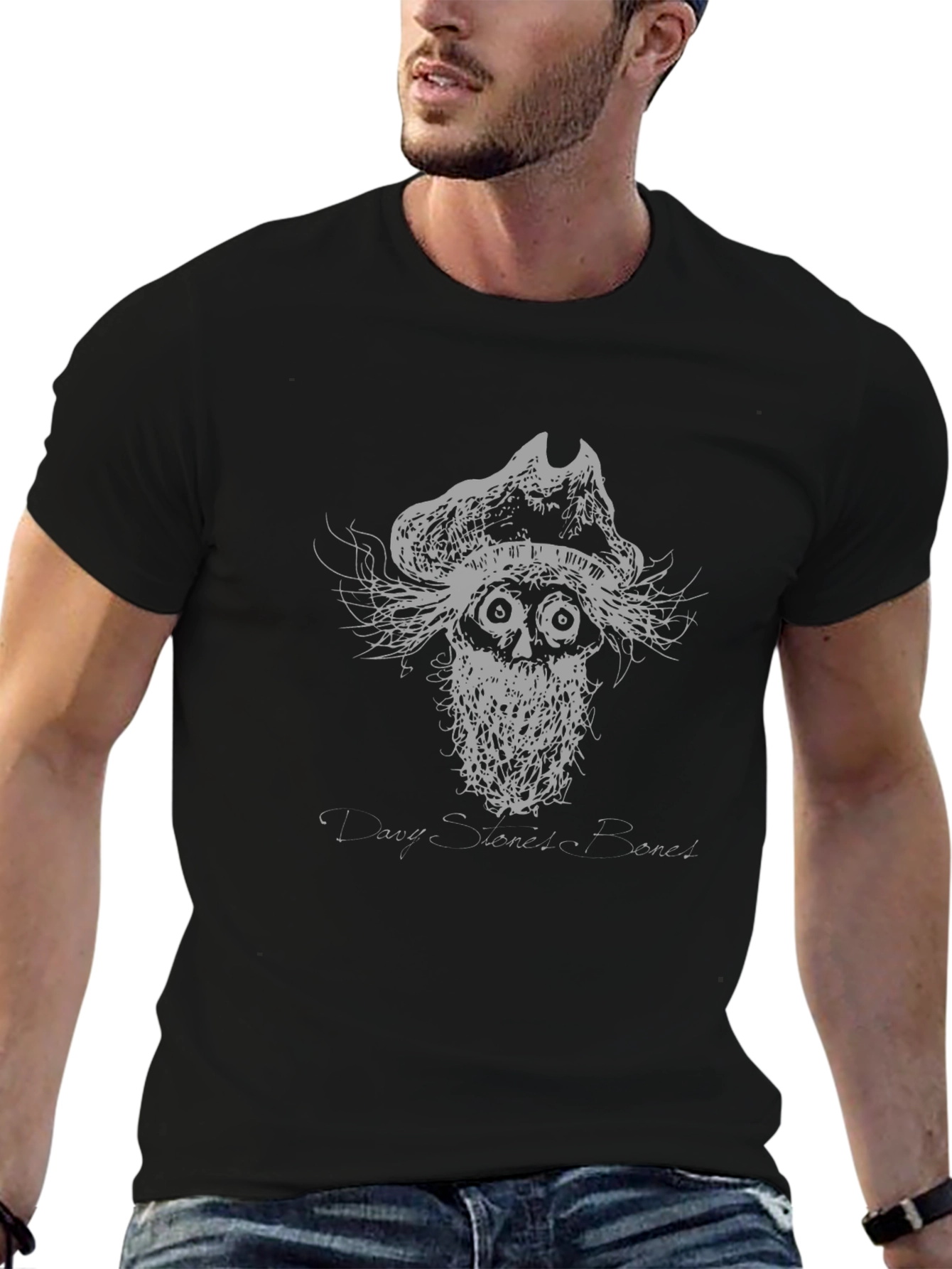 Davy Stones Bones Graphic Black T-Shirt