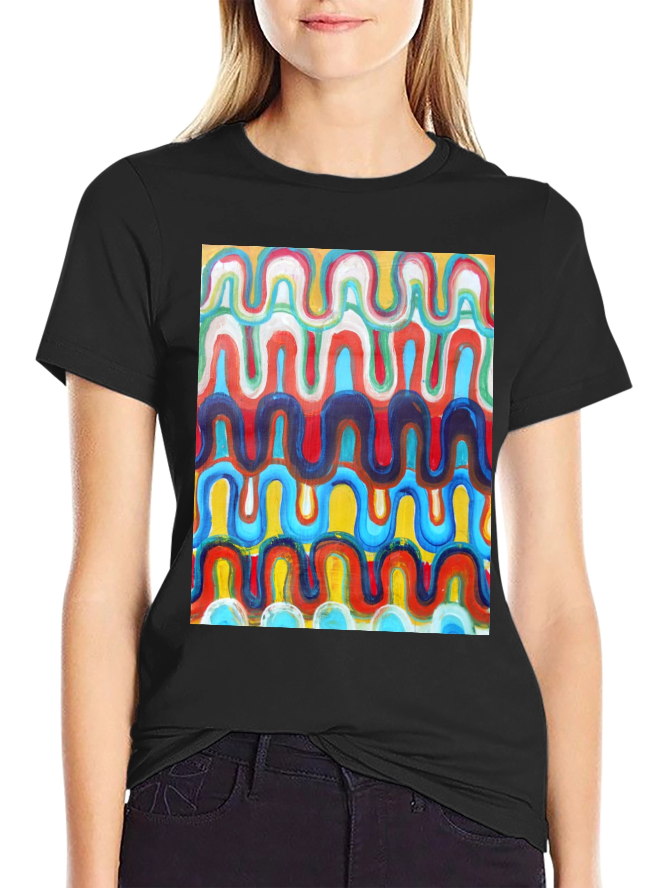 Colorful Retro Wave Pattern Graphic Tee