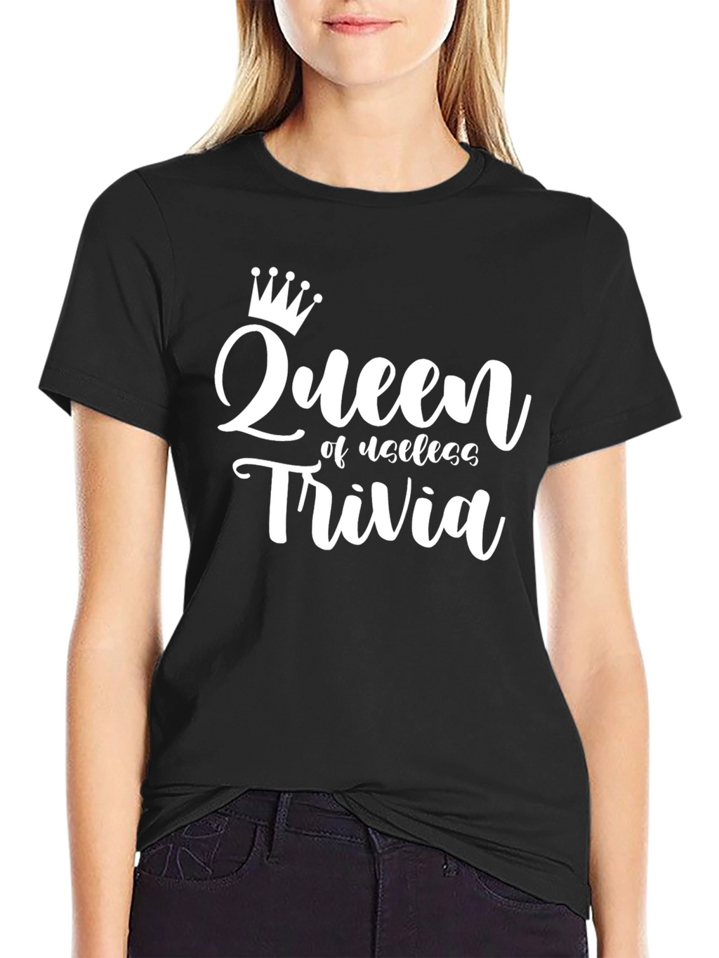 Queen of Useless Trivia T-Shirt - Black