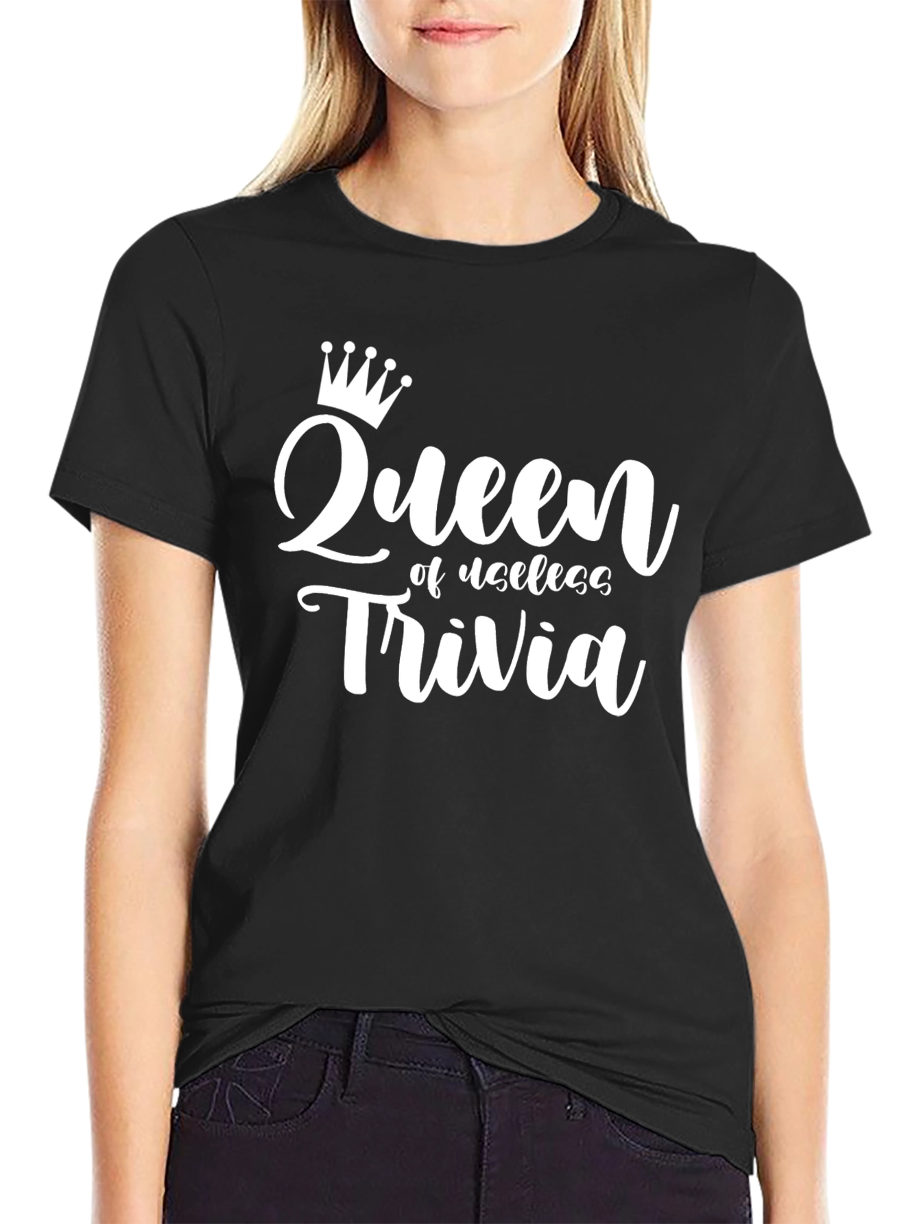 Queen of Useless Trivia T-Shirt - Black