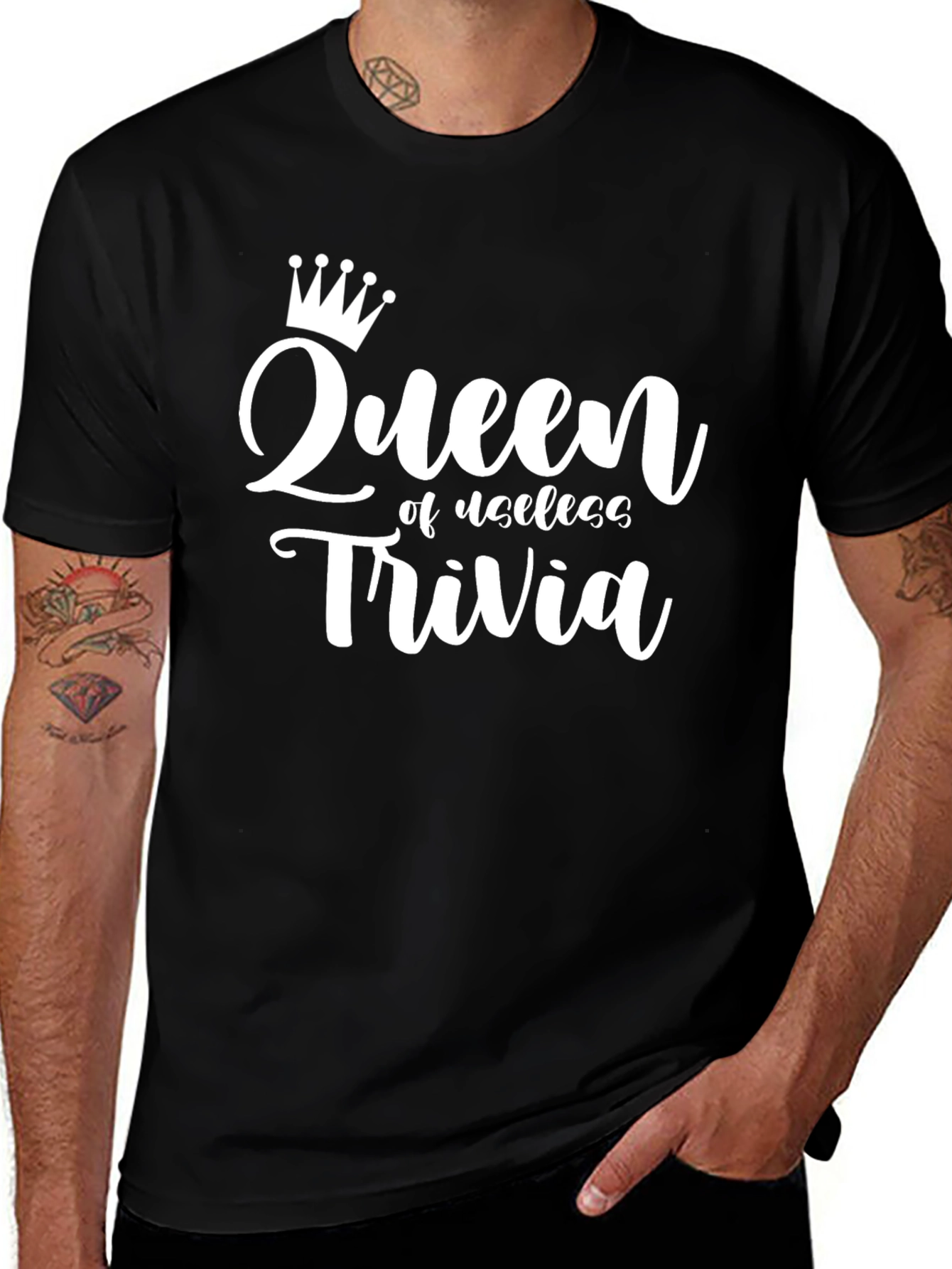 Queen of Useless Trivia T-Shirt - Black